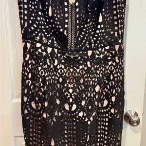 City Chic Black Lace Overlay Dress